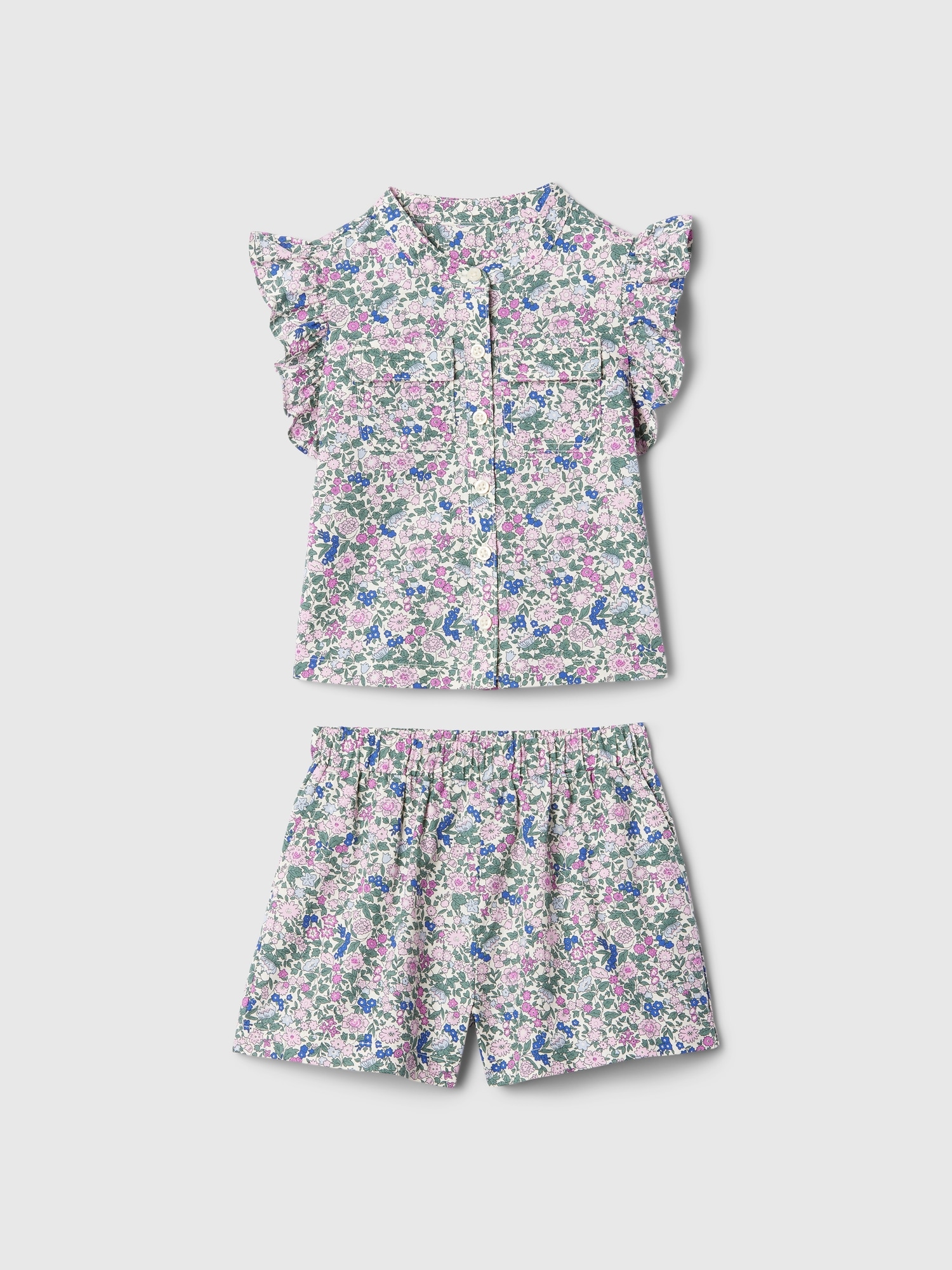 Ensemble de hau à volants et short en mélange de coton et lin babyGap