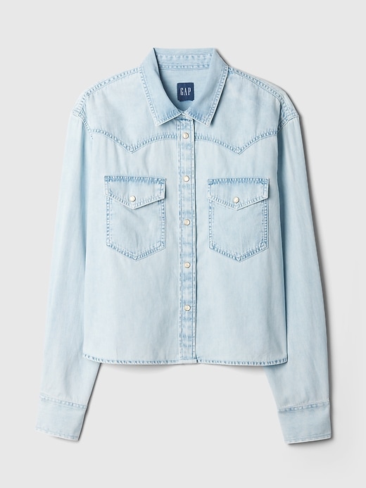 Image number 5 showing, Cropped Denim Western Shirt