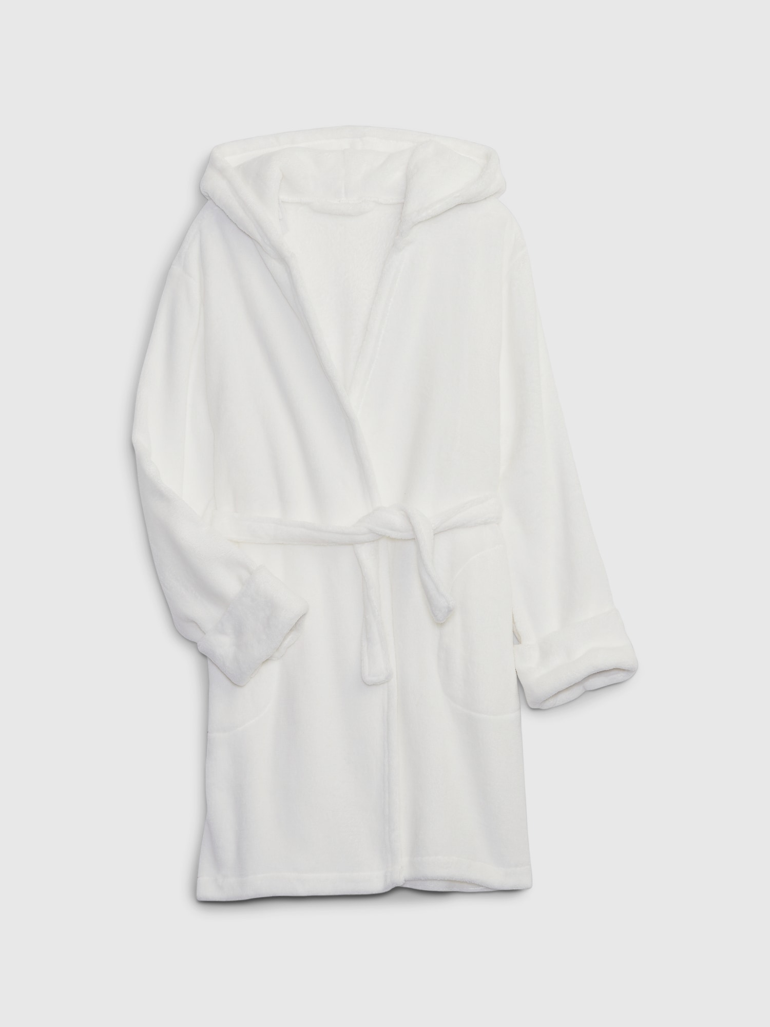 Kids Recycled Fuzzy Robe - White