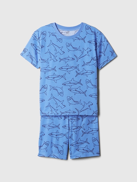 Image number 1 showing, Kids Recycled Shark PJ Shorts Set