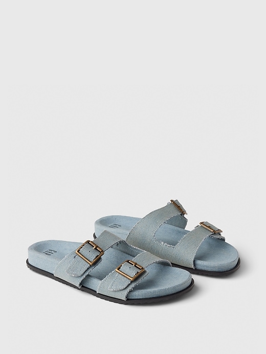 Image number 2 showing, Denim Double Strap Sandals