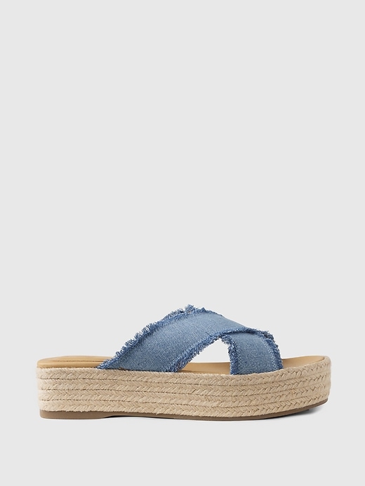 Image number 1 showing, Denim Espadrille Platform Sandals