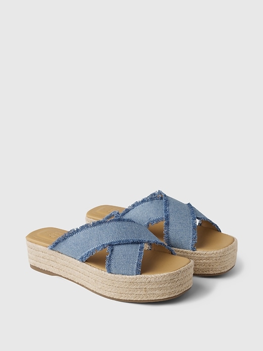 Image number 2 showing, Denim Espadrille Platform Sandals