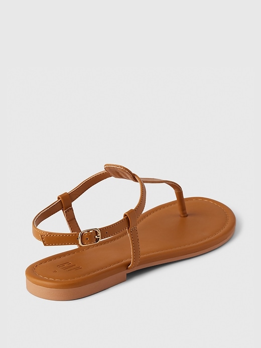 Image number 4 showing, Vegan Leather T-Strap Sandals