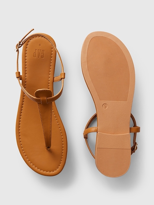 Image number 3 showing, Vegan Leather T-Strap Sandals