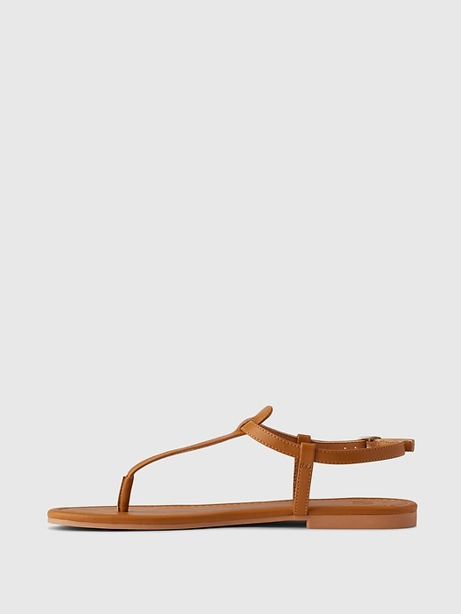 Image number 5 showing, Vegan Leather T-Strap Sandals