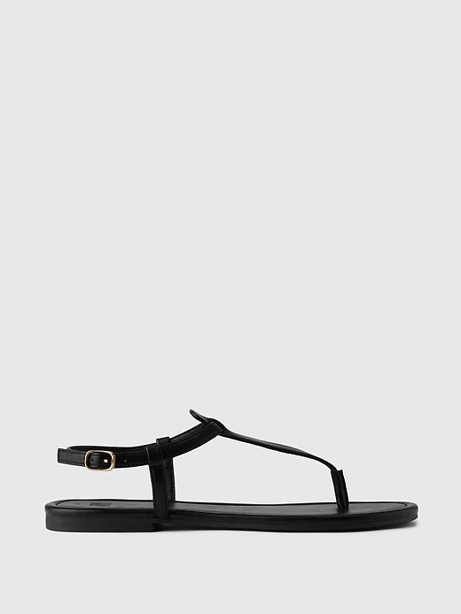 Image number 6 showing, Vegan Leather T-Strap Sandals