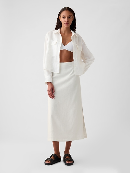 Image number 1 showing, Linen-Blend Maxi Skirt