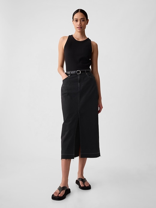 Image number 1 showing, Denim Midi Skirt