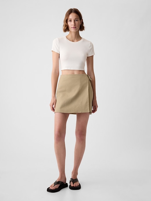 Image number 5 showing, Linen-Cotton Wrap Mini Skirt