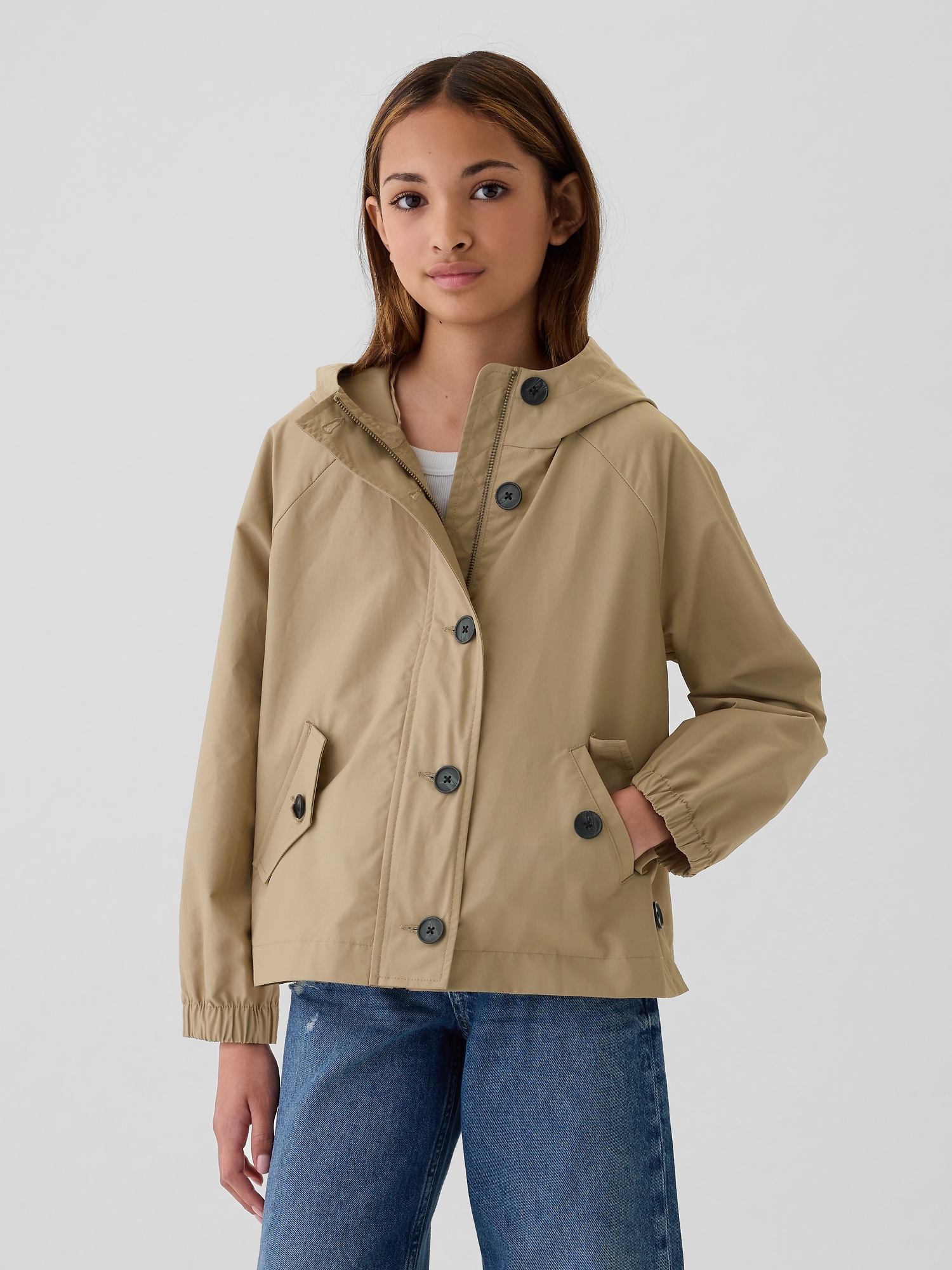 Girls Anorak Trench Coat by Gap Beige Size S