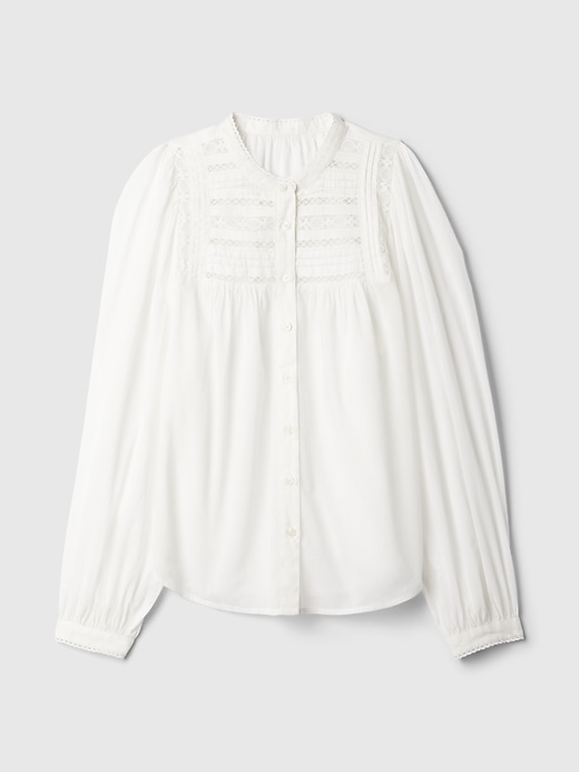 Image number 9 showing, Puff Sleeve Lace-Trim Shirt