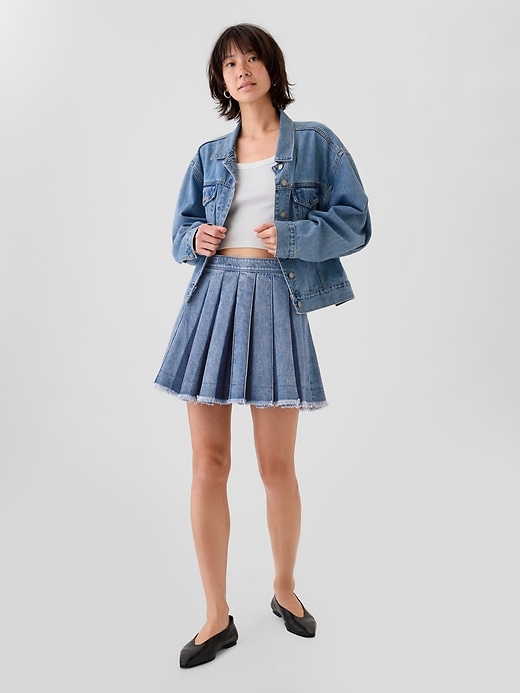 Image number 1 showing, Pleated Denim Mini Skirt