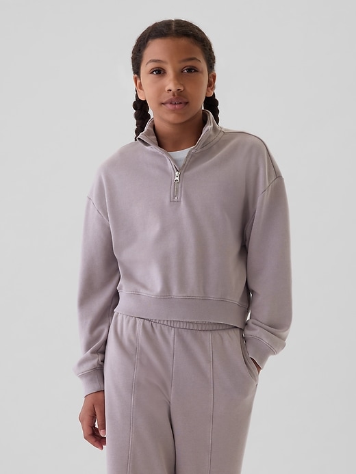 Image number 6 showing, Kids Vintage Soft Half-Zip Cropped Pullover