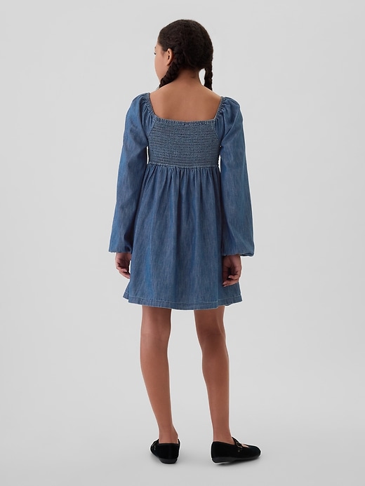 Image number 2 showing, Kids Puff Sleeve Denim Dress