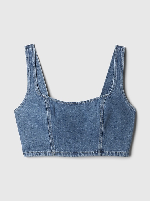 L'image numéro 5 présente Camisole courte à soutien-gorge intégré en denim