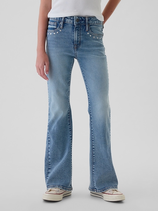 Image number 2 showing, Kids High Rise Studded '70s Flare Jeans