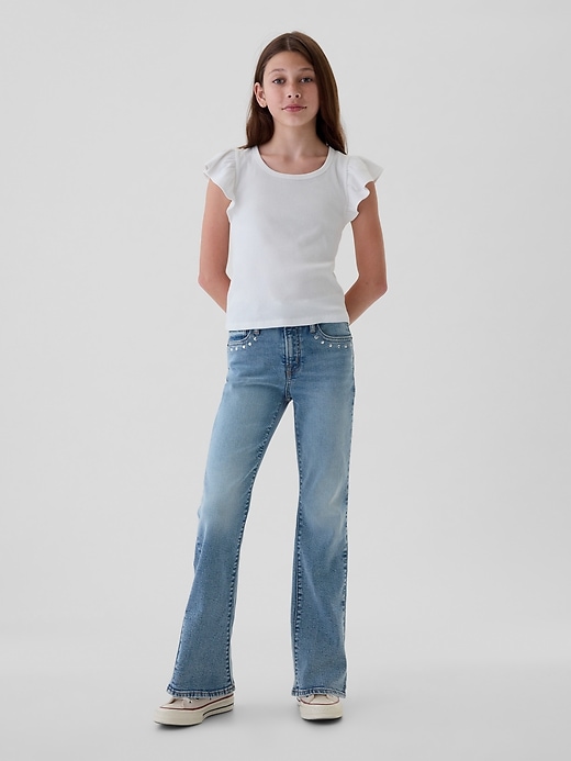 Image number 1 showing, Kids High Rise Studded '70s Flare Jeans