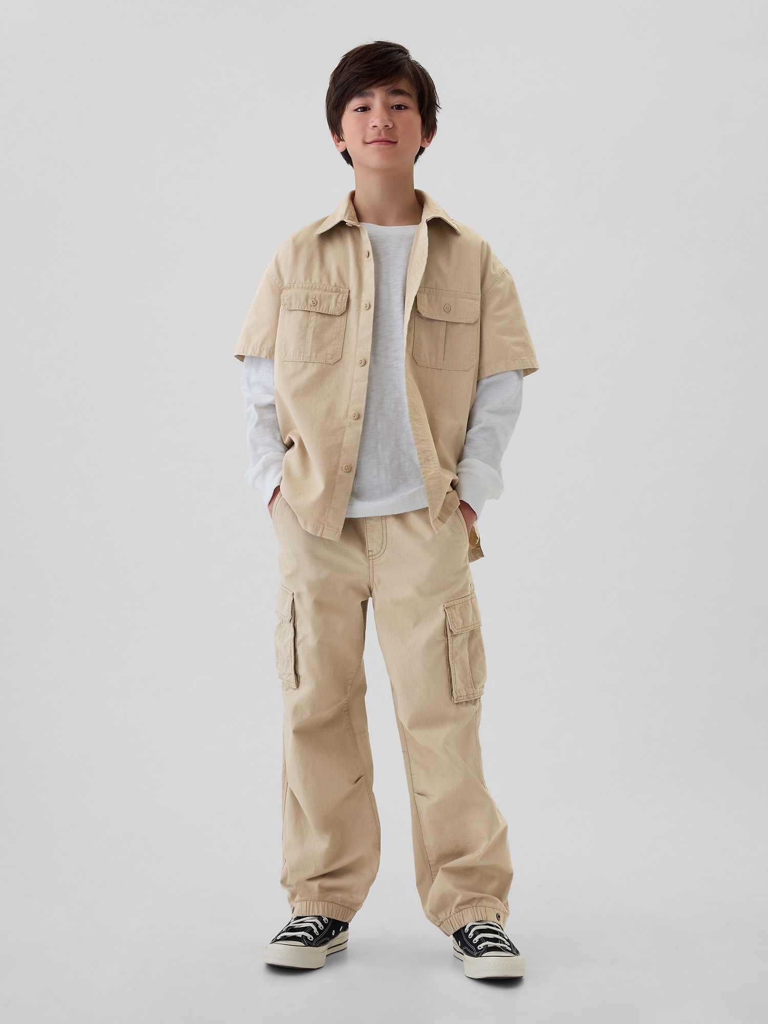 Kids Pull-On Parachute Cargo Pants