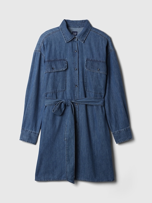 Image number 7 showing, Belted Denim Mini Shirtdress