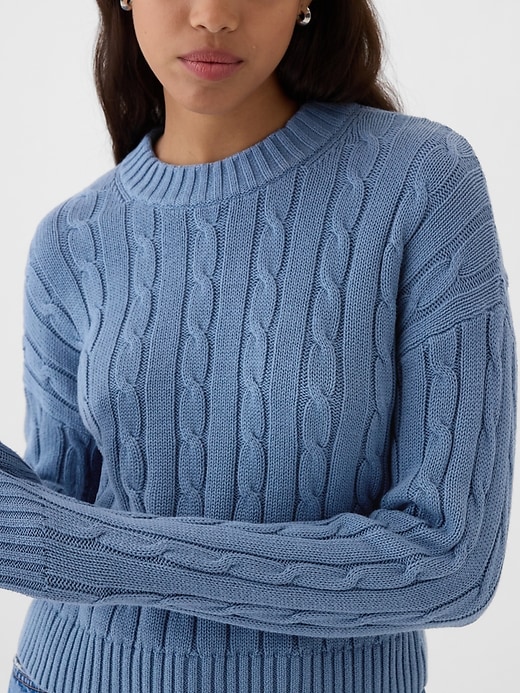 Image number 4 showing, Cable-Knit Cropped Sweater