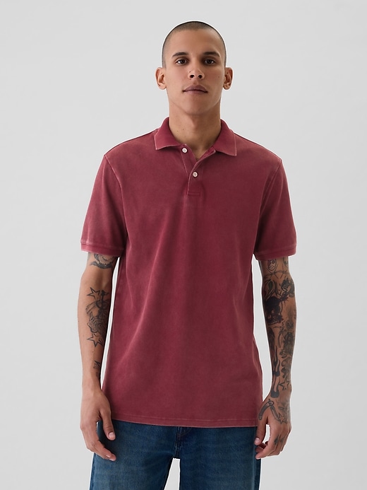 Image number 10 showing, Washed Pique Polo Shirt