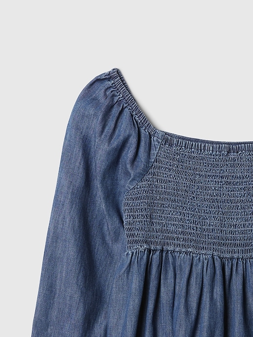 Image number 3 showing, Kids Puff Sleeve Denim Dress