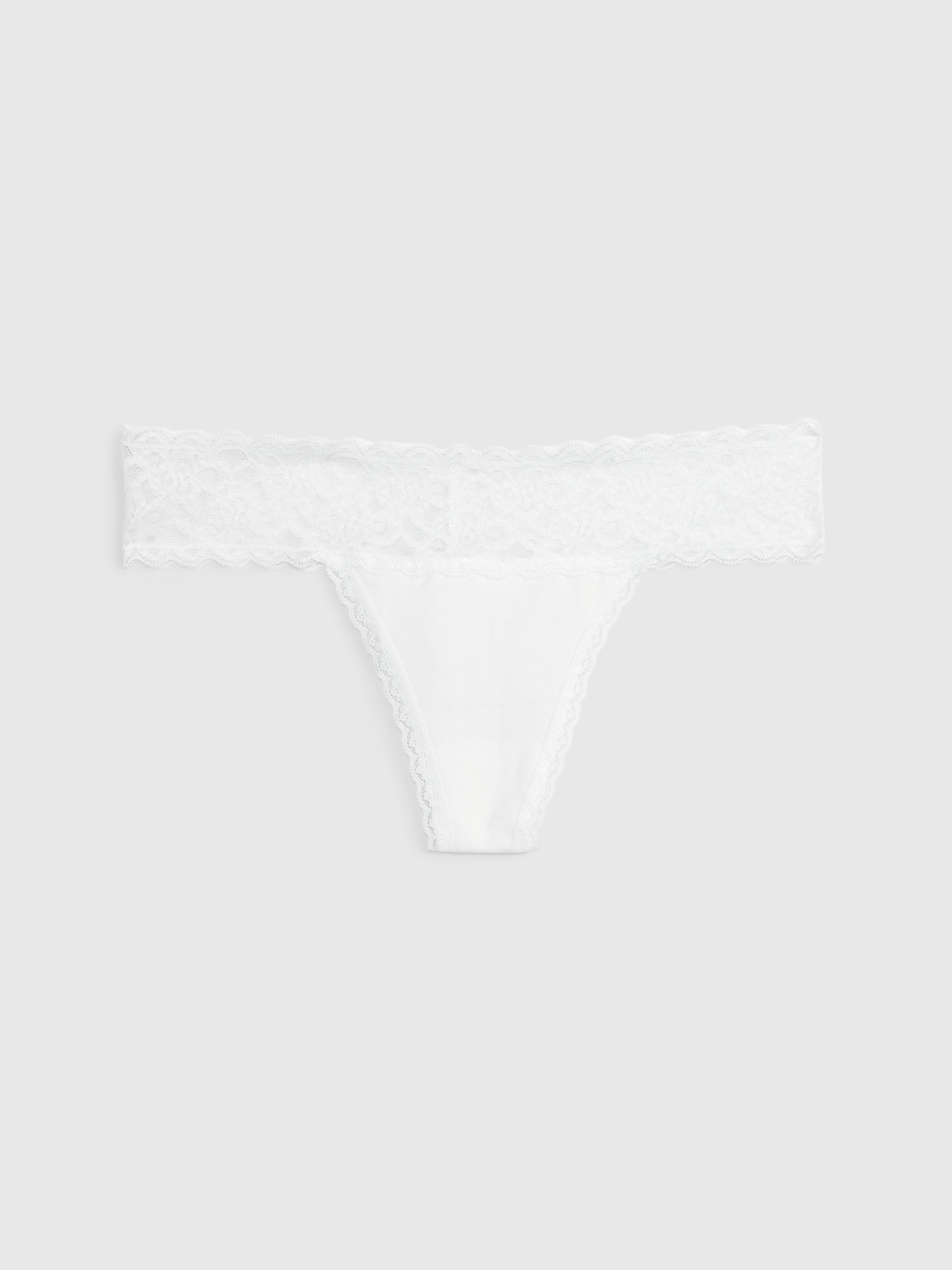 Organic Stretch Cotton Lace-Trim Thong