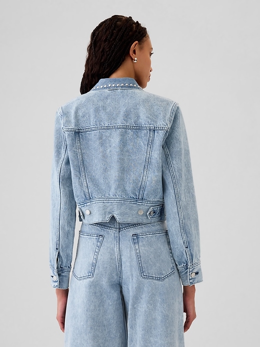 Image number 2 showing, Cropped Studded Icon Denim Jacket