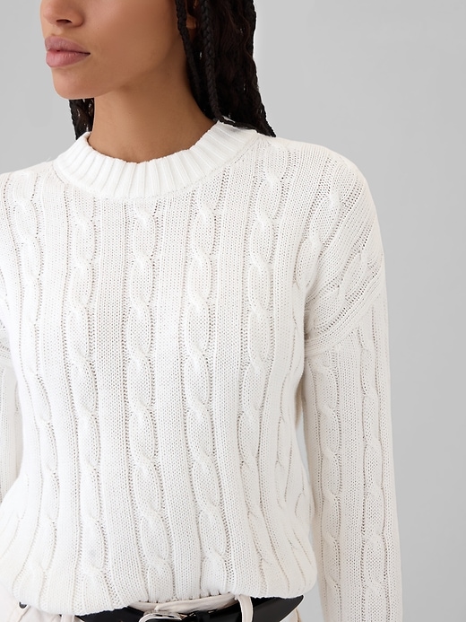 Image number 4 showing, Cable-Knit Cropped Sweater