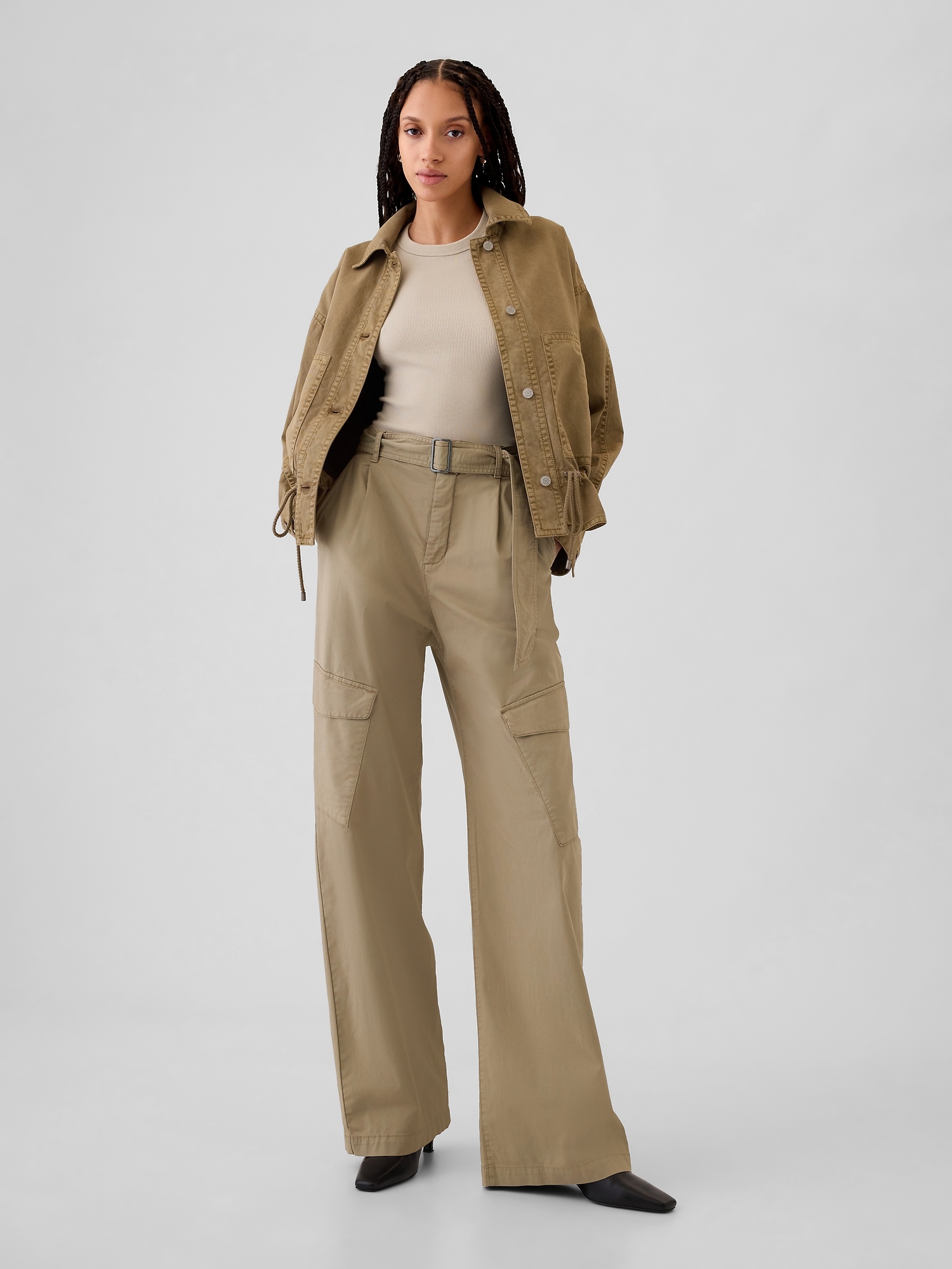 Pantalon cargo coupe ballon à taille haute