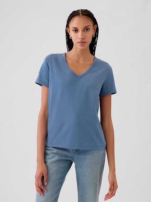 Image number 1 showing, Organic Cotton Vintage V-Neck T-Shirt