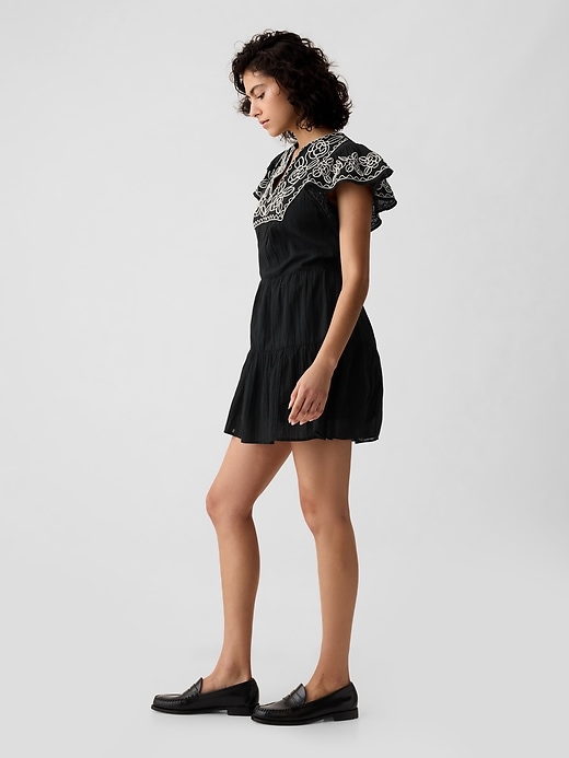 Image number 8 showing, Crinkle Gauze Embroidered Mini Dress