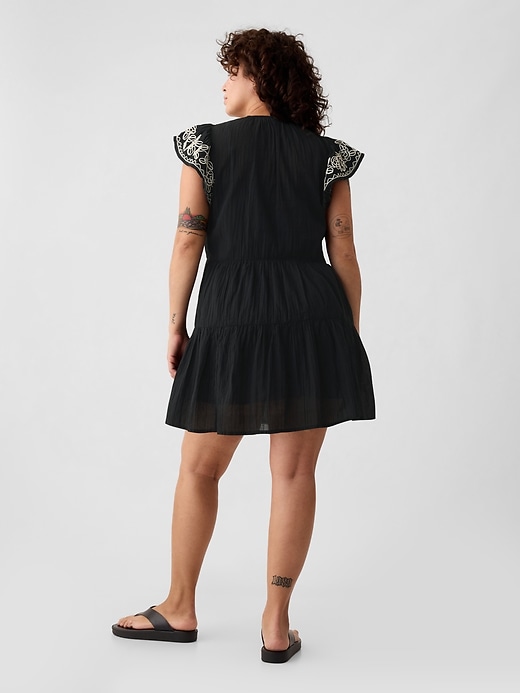 Image number 10 showing, Crinkle Gauze Embroidered Mini Dress