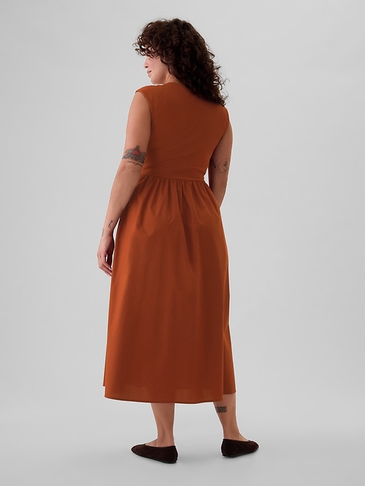 Image number 6 showing, Drop-Waist Mixed Media Midi Dress