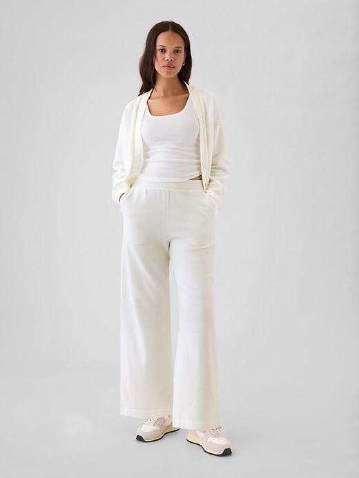 Image number 6 showing, Textured Wide-Leg Ankle Sweatpants