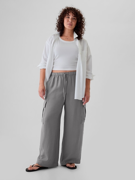 Image number 5 showing, High Rise Crinkle Texture Pull-On Cargo Pants