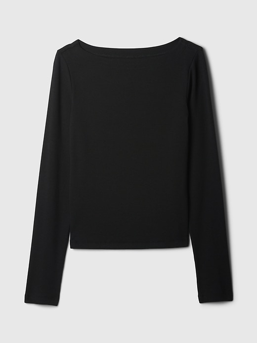 Image number 8 showing, Modern Rib Cropped Boatneck T-Shirt