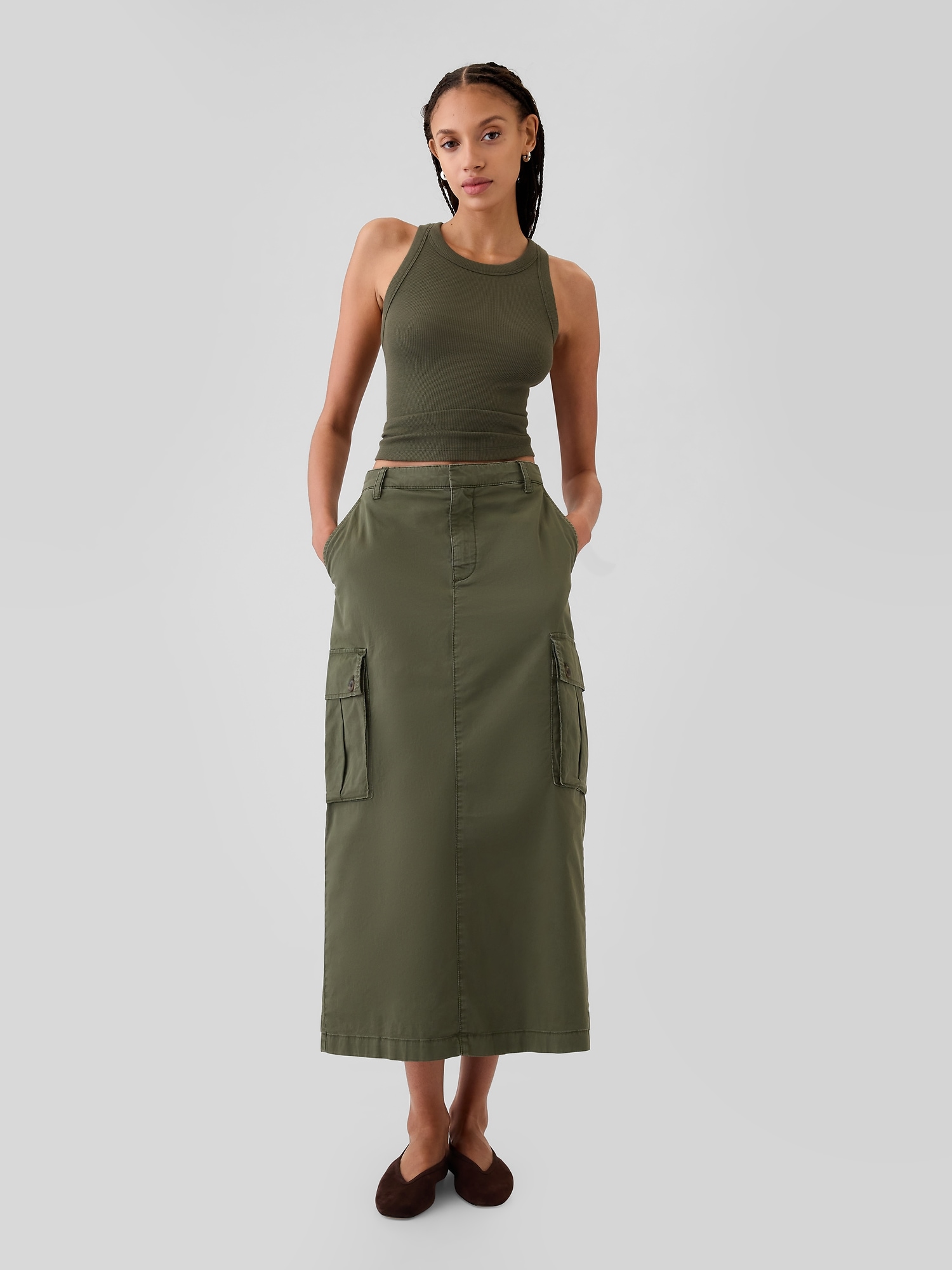 Utility Cargo Midi Skirt