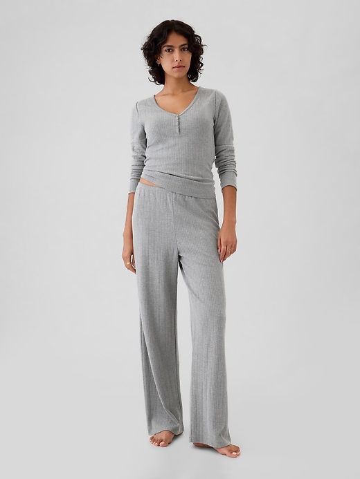 Image number 6 showing, Pointelle Henley PJ Shirt