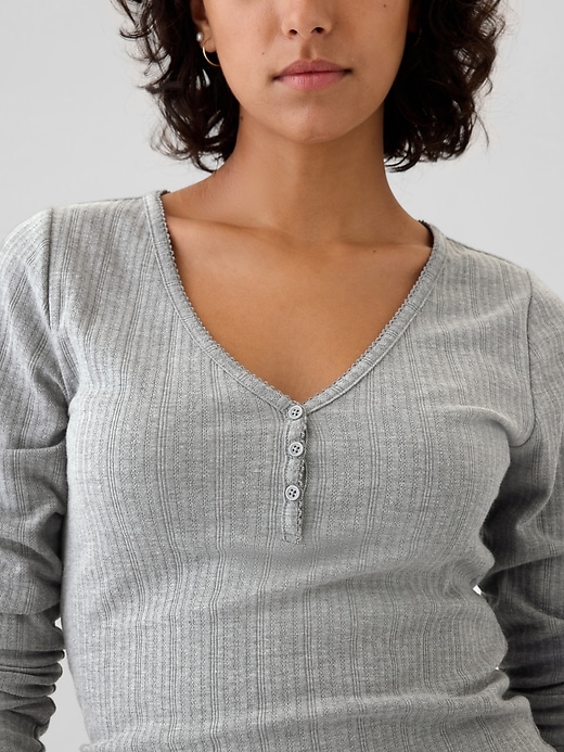 Image number 4 showing, Pointelle Henley PJ Shirt