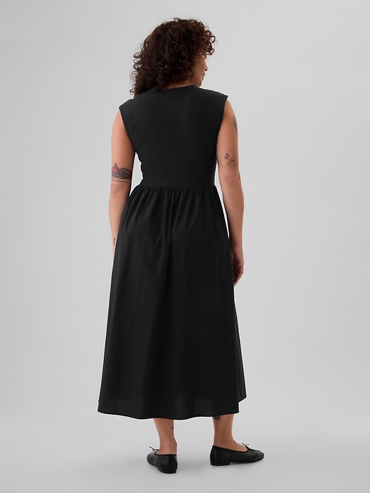 Image number 6 showing, Drop-Waist Mixed Media Midi Dress