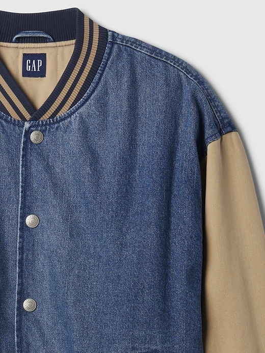 Image number 4 showing, Denim Varsity Jacket