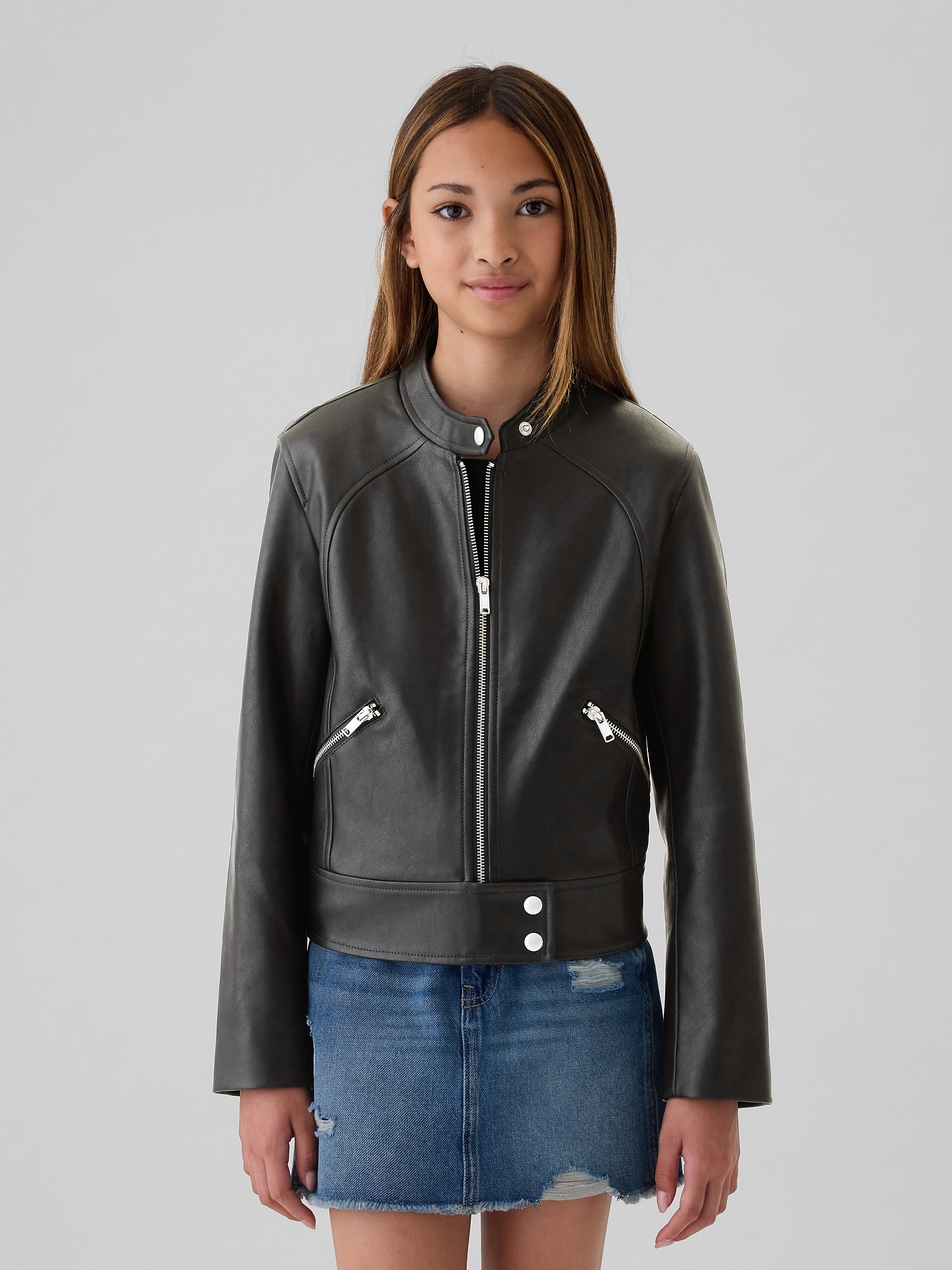 Girls Vegan Leather Moto Jacket by Gap Multi Size XL