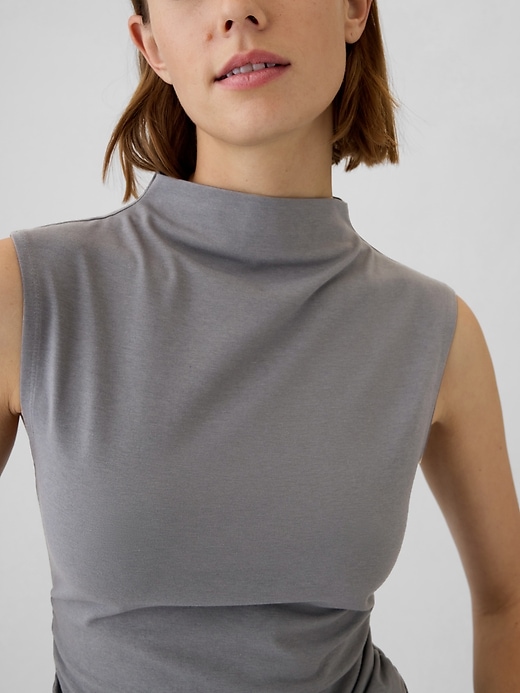 Image number 8 showing, Modern Funnel-Neck Ruched Tank Top