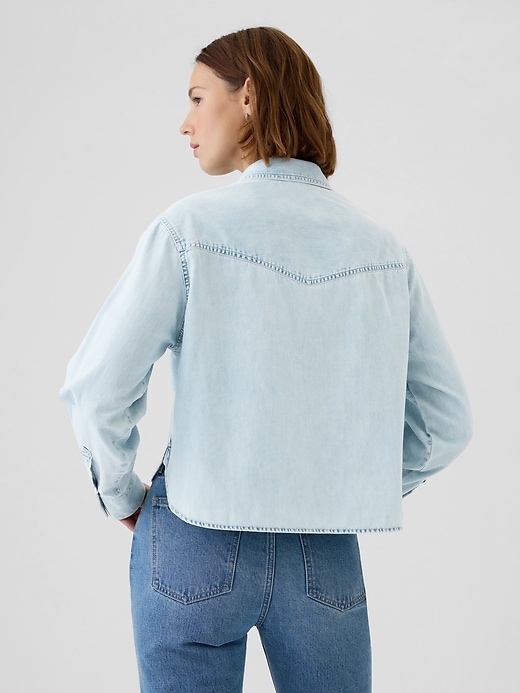 Image number 2 showing, Cropped Denim Western Shirt