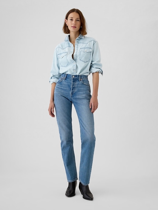 Image number 3 showing, Cropped Denim Western Shirt