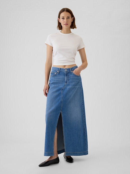 Image number 1 showing, UltraSoft Denim Maxi Skirt