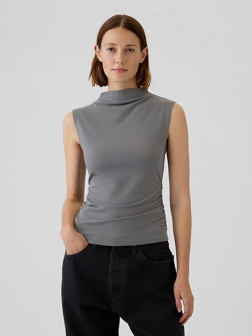 Image number 6 showing, Modern Funnel-Neck Ruched Tank Top