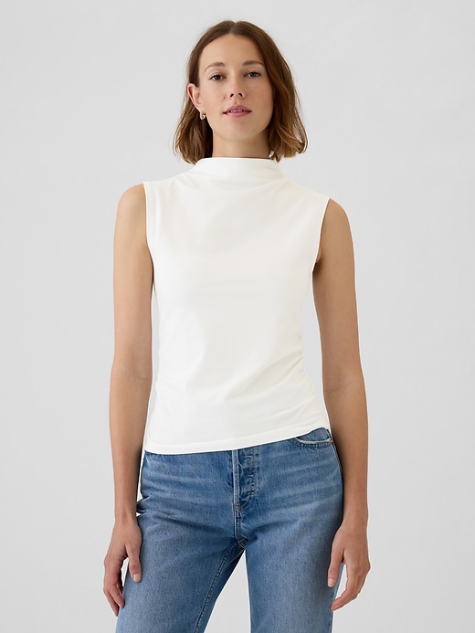 Image number 10 showing, Modern Funnel-Neck Ruched Tank Top